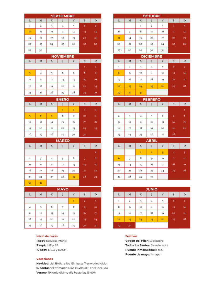 calendario escolar
